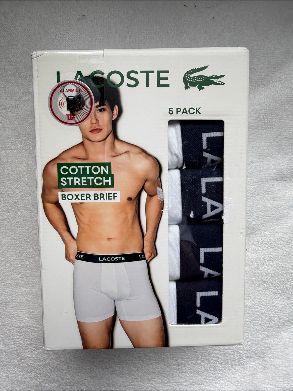 Lacoste Mens Cotton Stretch Essentials Boxer Briefs, 5-pack Size Medium New